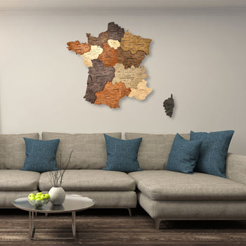 Carte de France en bois 3D - Multicolor