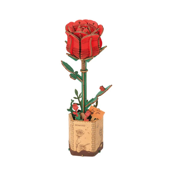 puzzle 3D rose rouge bois tilleul