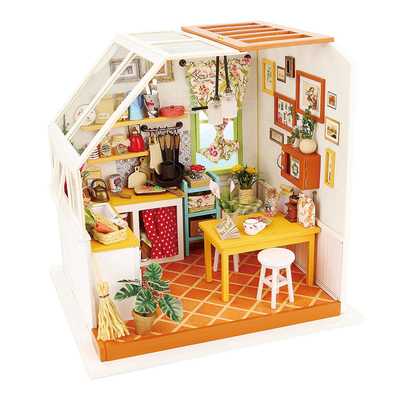 Miniature de maison de poupée avec des meubles DIY Kit de maison de poupée  en bois Mini cadeaux de maison pour les enfants 