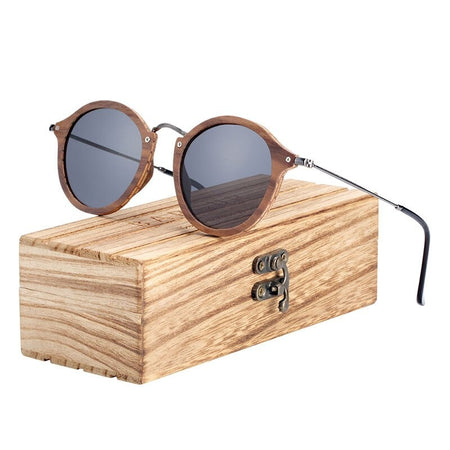 Lunettes de Soleil en Bois | Homme | Round Vintage