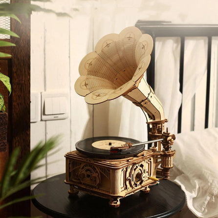 Gramophone en Bois Platine Vinyle rétro Tout en Un phonographe