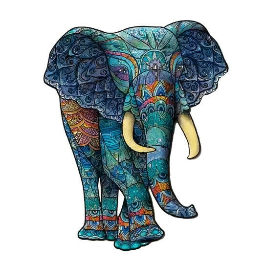 elephant puzzle 5 pieces bois de hetre massif, fait main, animaux sauvage