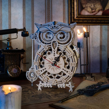 PUZZLE 3D en Bois • Horloge Hibou Steampunk – L'esprit Bois